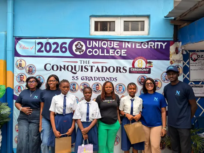 Nezar Foundation team with prize winners at Unique Integrity College graduation