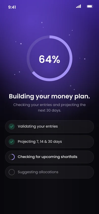 Generating screen at 64 percent with a checklist of processing steps